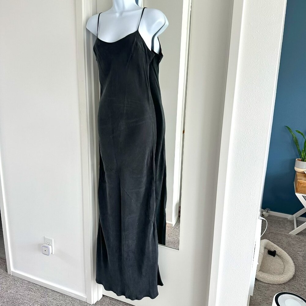 Anthropologie Pure+Good suede like navy blue strappy maxi dress